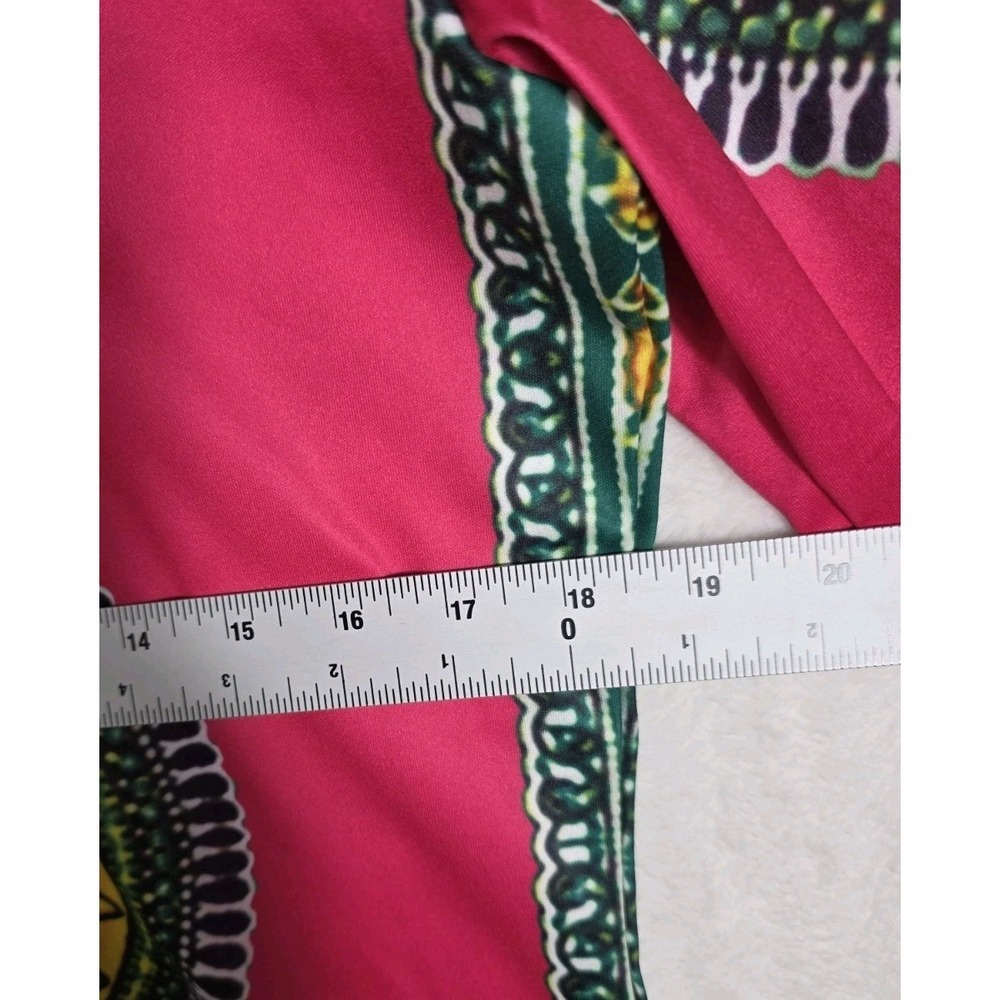 NWT Dashiki Print Tunic Dress XL Pink Blue Boho Tribal Casual Travel 3/4 Sleeve - Picture 7 of 10